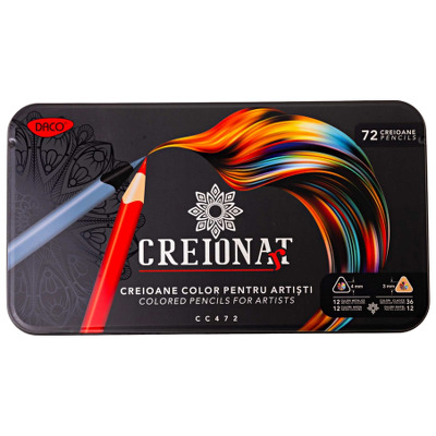 Creione color pentru artisti, 72 culori in cutie metalica, CC472