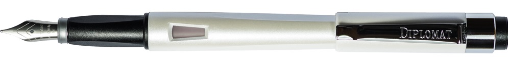 Diplomat Magnum - Pearl White - stilou cu penita B, din otel inoxidabil