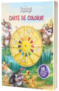 Disney. Iepurasi. Carte de colorat. 12 creioane mici pentru maini de pitici