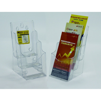 Display plastic pentru brosuri, transparent, de birou/perete, 3 x 1/3A4, Kejea