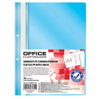 Dosar plastic PP cu sina, cu gauri, grosime 100/170microni, 50 buc/set, Office Products - bleu