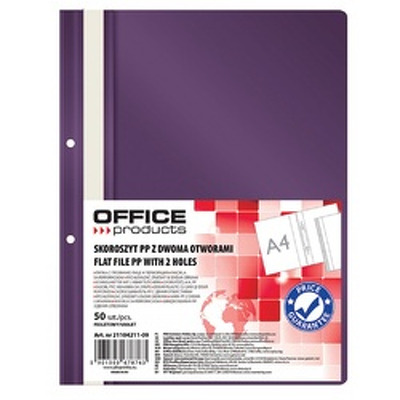 Dosar plastic PP cu sina, cu gauri, grosime 100/170microni, 50 buc/set, Office Products - violet