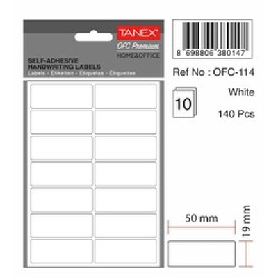 Etichete autoadezive albe, 19 x 50 mm, 180 buc/set, TANEX
