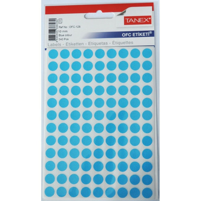 Etichete autoadezive color - albastru, D10 mm, 540 buc/set, Tanex