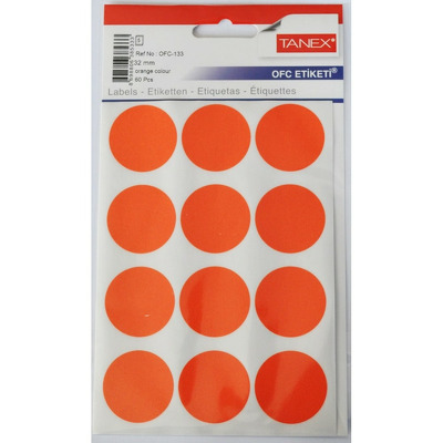 Etichete autoadezive color - orange, D32 mm, 60 buc/set, Tanex