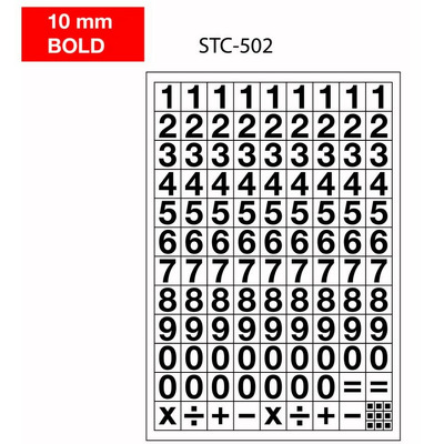 Etichete cu cifre, 0-9, 2 folii/set, TANEX - 10mm bold