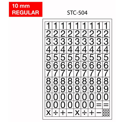 Etichete cu cifre, 0-9, 2 folii/set, TANEX - 10mm regular
