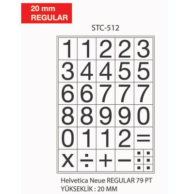 Etichete cu cifre, 0-9, 2 folii/set, TANEX - 20mm regular
