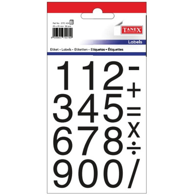 Etichete cu cifre si semne matematice, 25 x 25 mm, 36buc/set, Tanex