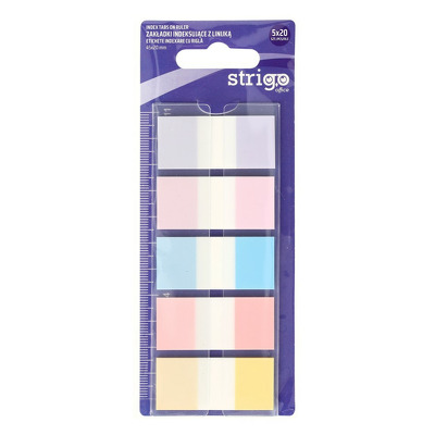 Etichete Indexare Strigo cu rigla 5×20 file, culori Pastel, 45x20mm SSN019