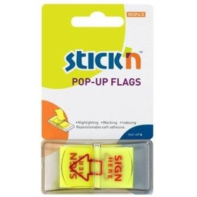 Film index autoadeziv 45 x 25mm, 50 file/set, Stick Pop-up (sign here) - galben