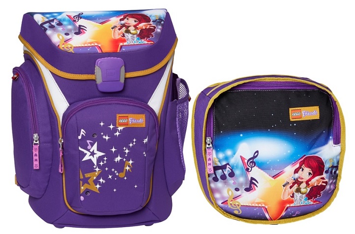 Ghiozdan scoala Explorer cu  sac sport, Lego Core Line - design mov Friends PopStar