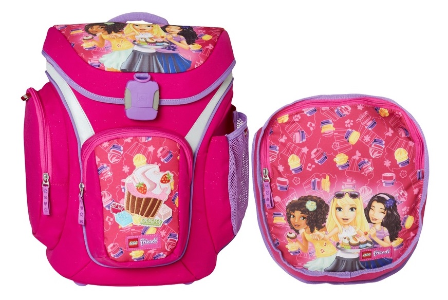 Ghiozdan scoala Explorer cu  sac sport, Lego Core Line - design roz Friends Cupcake