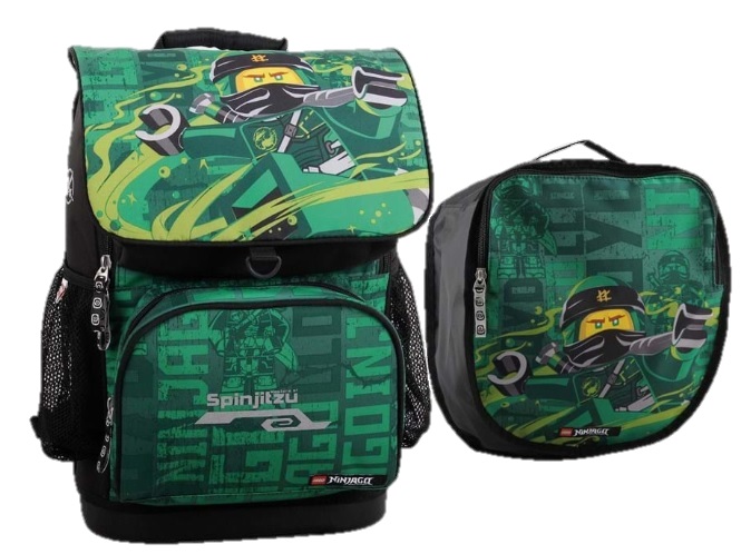 Ghiozdan scoala Optimo cu  sac sport, Lego Core Line - design NinjaGo Energy