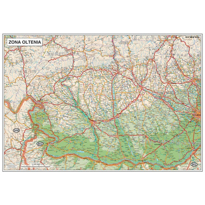 Harta zona Oltenia. Dimensiune 100x70cm, cu sipci din lemn