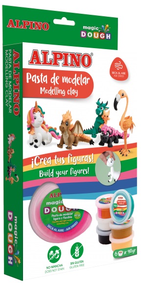 Kit 6 culori x 40gr plastilina magica, ALPINO Fantasy Animals