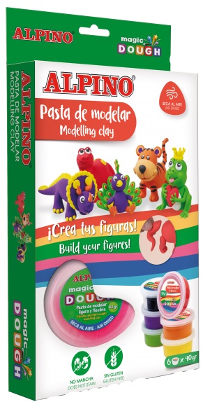 Kit 6 culori x 40gr plastilina magica, ALPINO Funny Animals