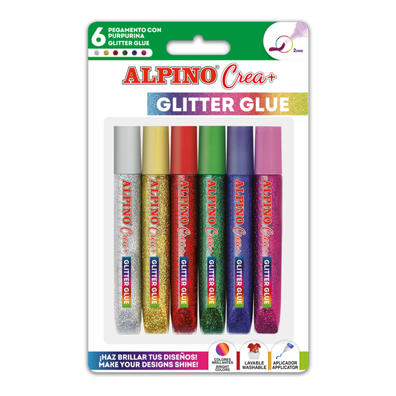 Lipici Glitter Classic, 6 buc/blister, Alpino Crea