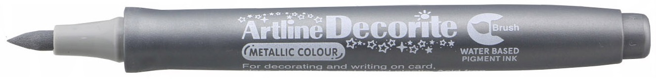 Marker Artline Decorite, varf flexibil (tip pensula) - argintiu