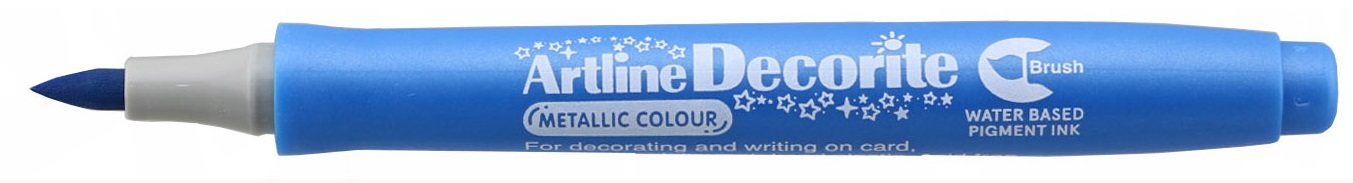 Marker Artline Decorite, varf flexibil (tip pensula) - bleu metalizat