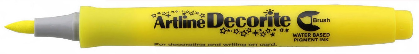 Marker Artline Decorite, varf flexibil (tip pensula) - galben