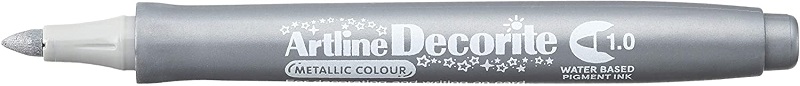 Marker Artline Decorite, varf rotund 1.0mm - argintiu