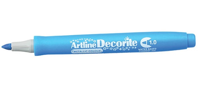 Marker Artline Decorite, varf rotund 1.0mm - bleu metalizat