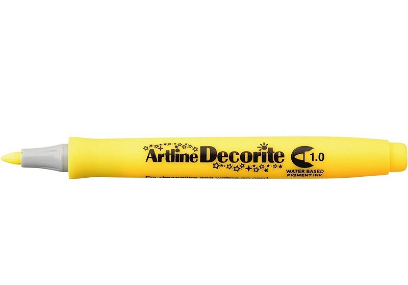 Marker Artline Decorite, varf rotund 1.0mm - galben