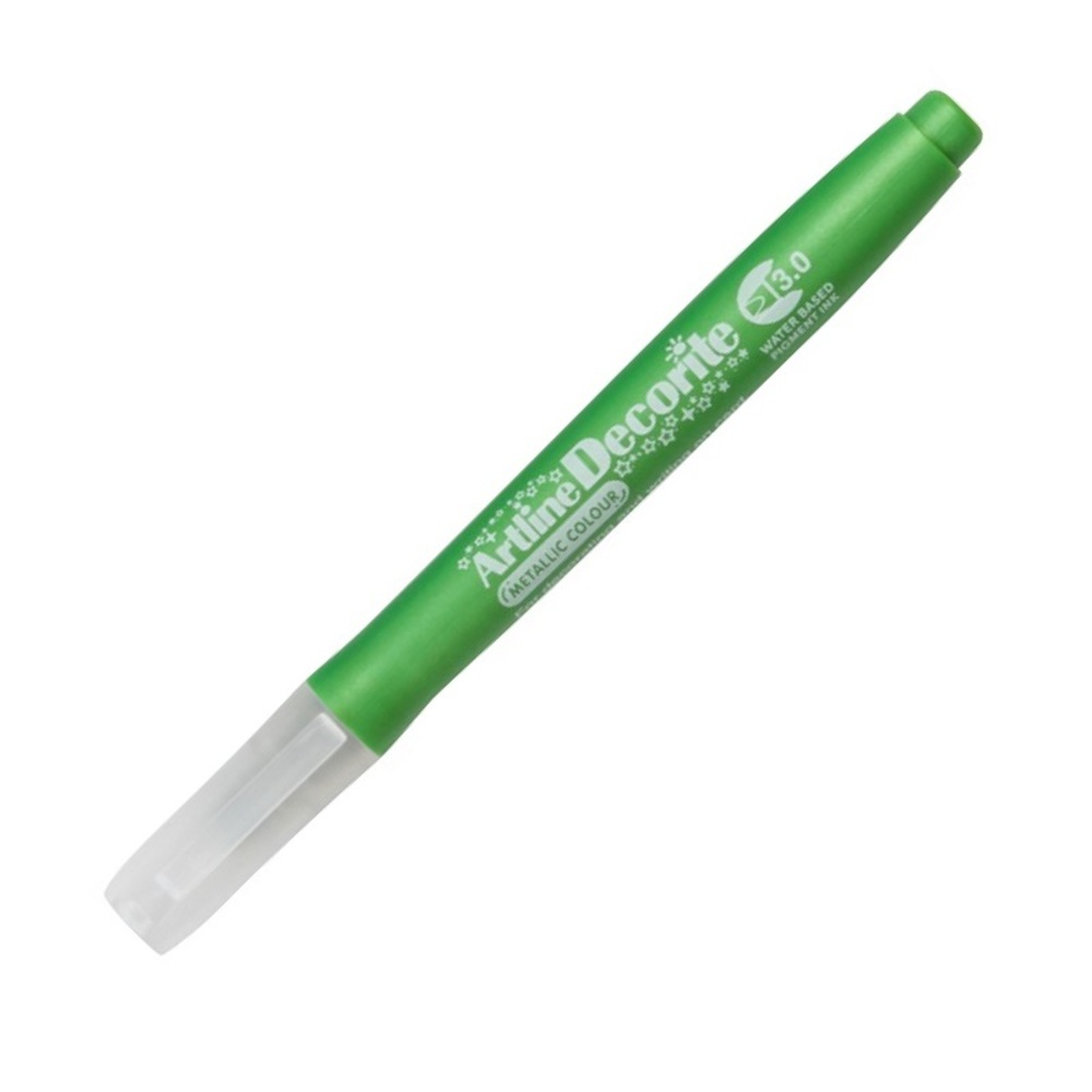 Marker Artline Decorite, varf tesit 3.0mm - verde metalizat