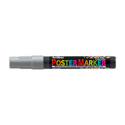 Marker pentru poster, corp plastic, varf rotund 2mm - argintiu