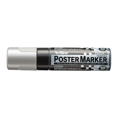 Marker pentru poster ARTLINE, corp plastic, varf tesit 20mm - argintiu