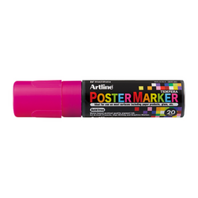 Marker pentru poster ARTLINE, corp plastic, varf tesit 20mm - roz fluorescent