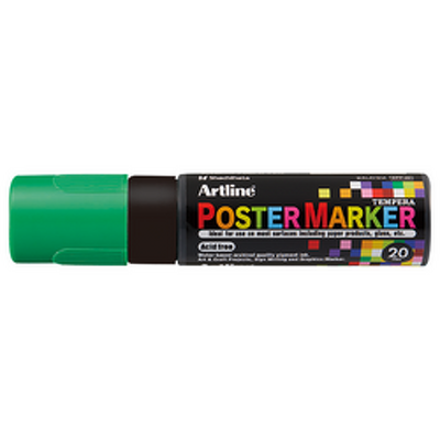 Marker pentru poster ARTLINE, corp plastic, varf tesit 20mm - verde fluorescent