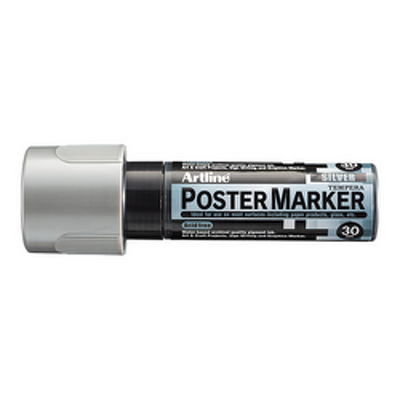 Marker pentru poster ARTLINE, corp plastic, varf tesit 30mm - argintiu