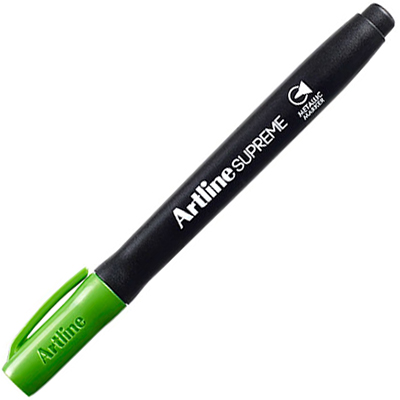 Marker permanent corp plastic, varf rotund 1.0mm, - verde metalizat, Artline Supreme Metallic