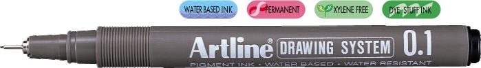 Marker pentru desen tehnic Artline, varf fetru 0.1mm - negru