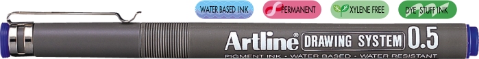 Marker pentru desen tehnic Artline, varf fetru 0.5mm - albastru