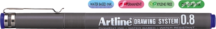 Marker pentru desen tehnic Artline, varf fetru 0.8mm - albastru