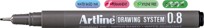 Marker pentru desen tehnic Artline, varf fetru 0.8mm - negru