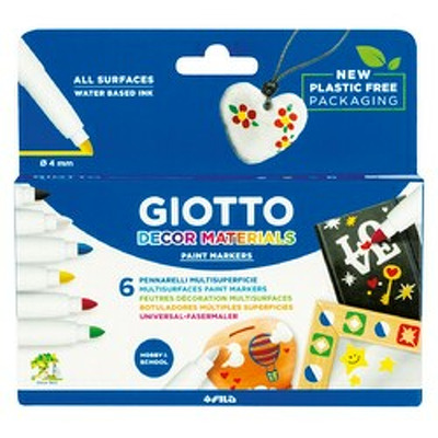 Markere cu vopsea, 6 culori/set, GIOTTO Decor Materials