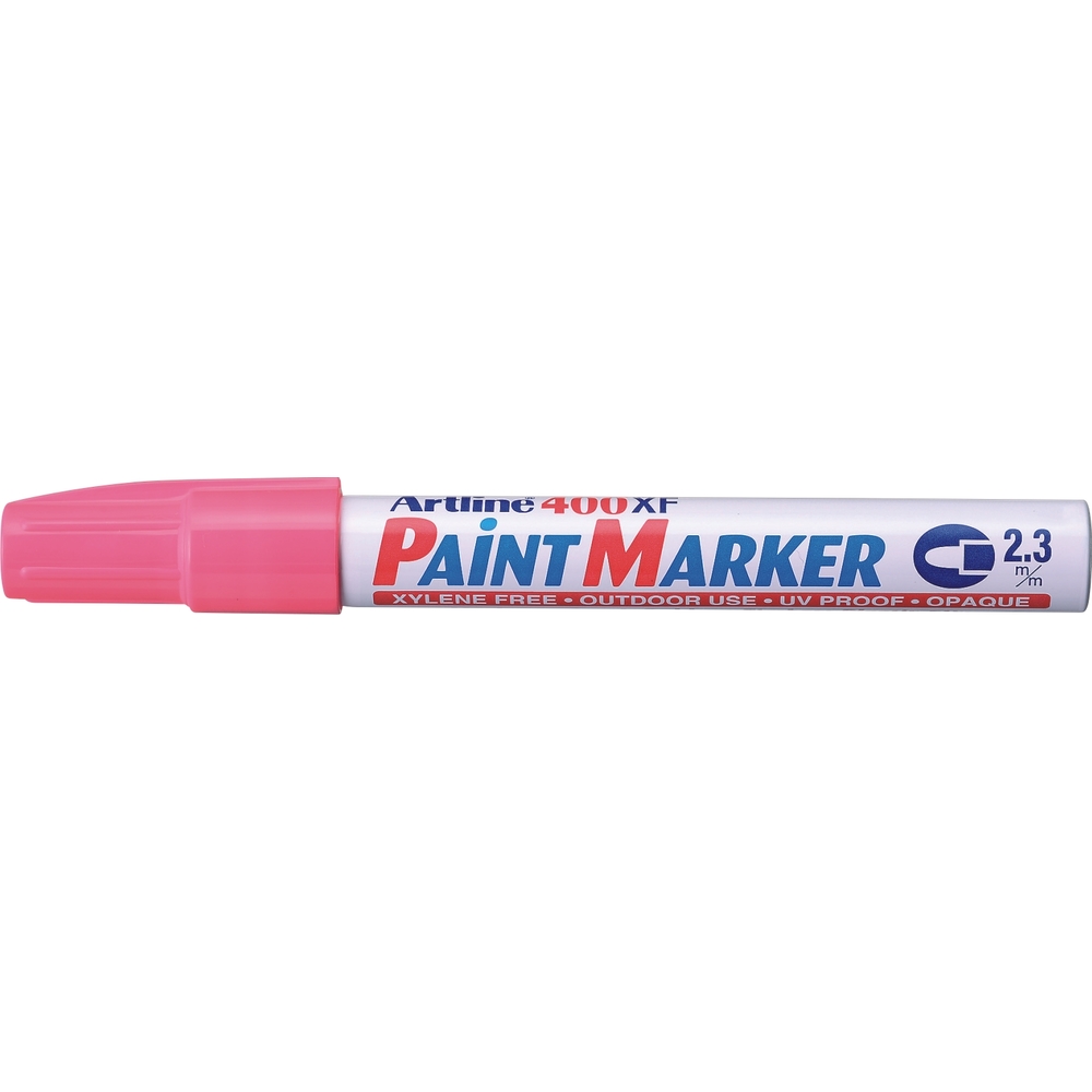 Marker cu vopsea varf rotund 2.3mm - roz Artline 400XF, corp metalic