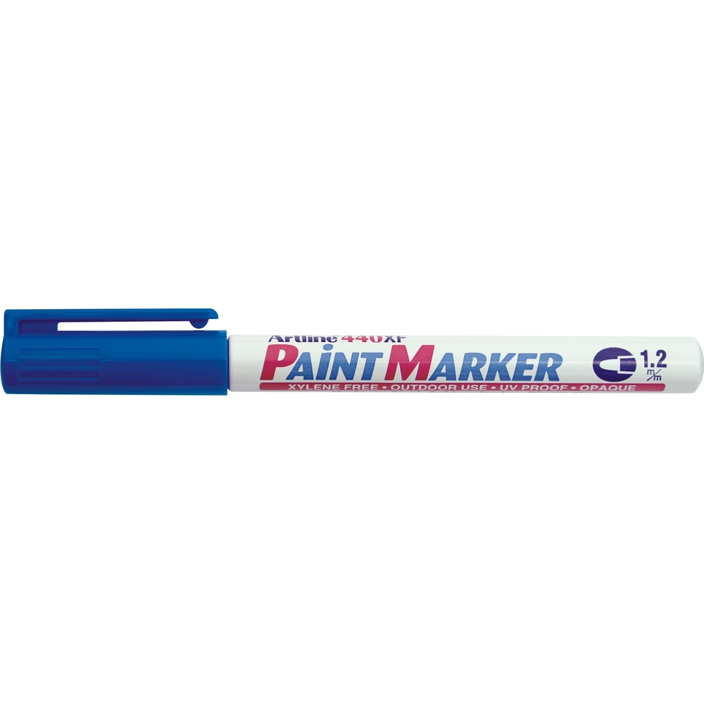 Marker cu vopsea varf rotund 1.2mm - albastru Artline 440XF, corp metalic