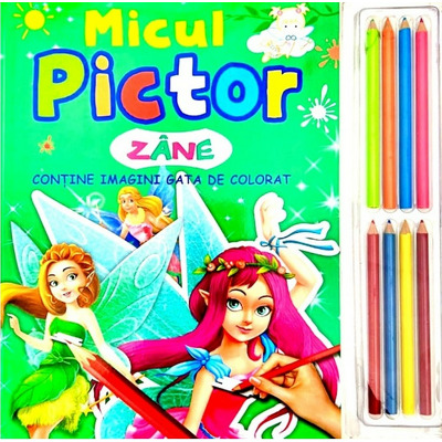 Micul pictor. Zane + set de 8 creioane colorate