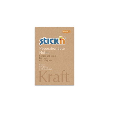 Notes autoadeziv 76 x  51 mm, 100 file, Stick - kraft