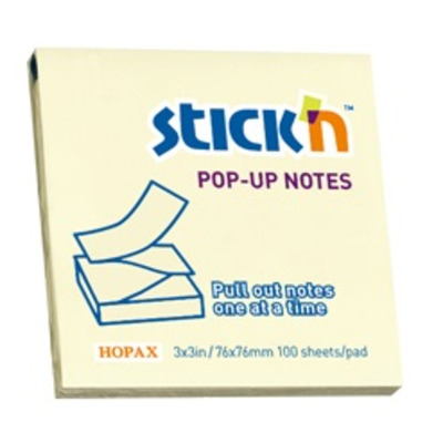 Notes autoadeziv 76 x  76 mm, 100 file, Stick Pop-up - galben pastel