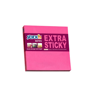 Notes autoadeziv extra-sticky 76 x 76mm, 90 file, Stick - magenta neon