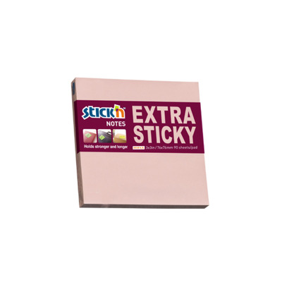 Notes autoadeziv extra-sticky 76 x 76mm, 90 file, Stickn - magenta pastel