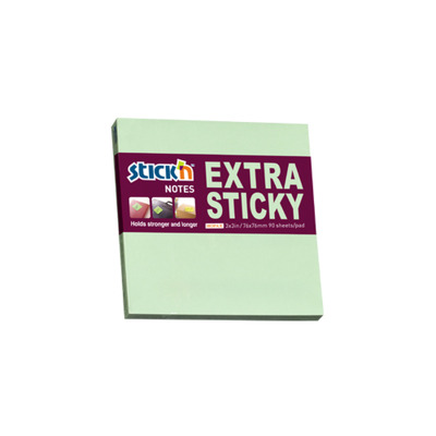 Notes autoadeziv extra-sticky 76 x 76mm, 90 file, Stickn - verde pastel