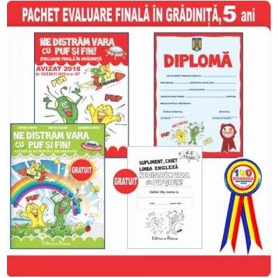 Pachet evaluare finala in gradinita Ne distram vara cu Puf si Fin, 5 ani