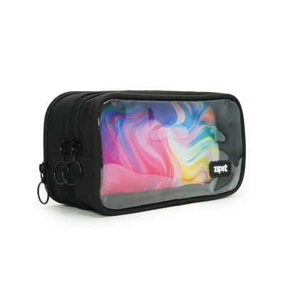 Penar cu fermoar ZIPIT Half & Half, cu 3 buzunare - Black Rainbow Glow